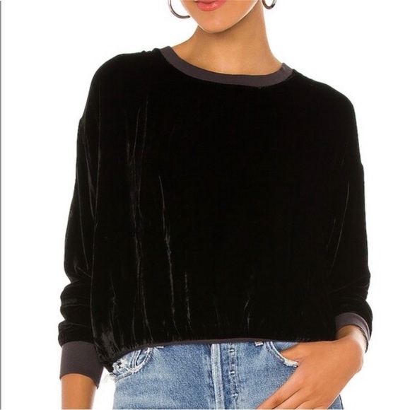 Young Fabulous & Broke Caroline Black Velour Pullover Sweatshirt Size small - Picture 4 of 7